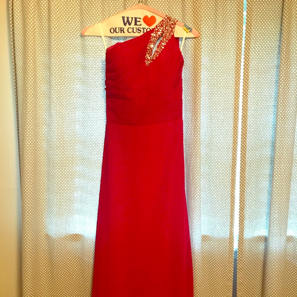 Red ball gown